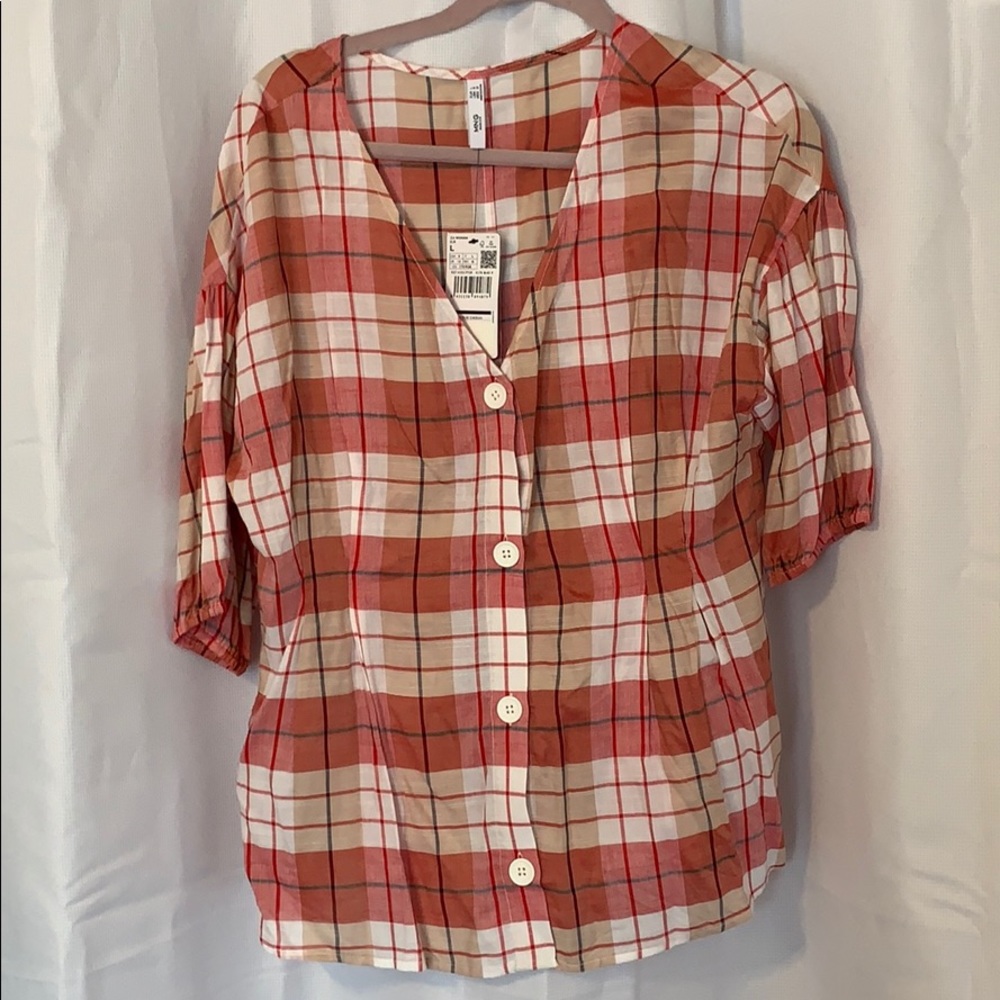 Mango plaid blouse